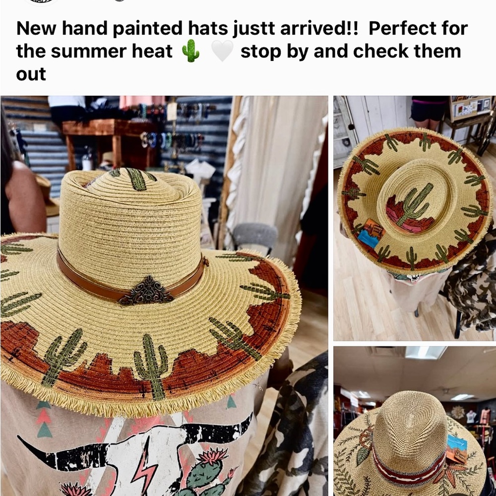 Hand-Painted Cactus Straw Hat